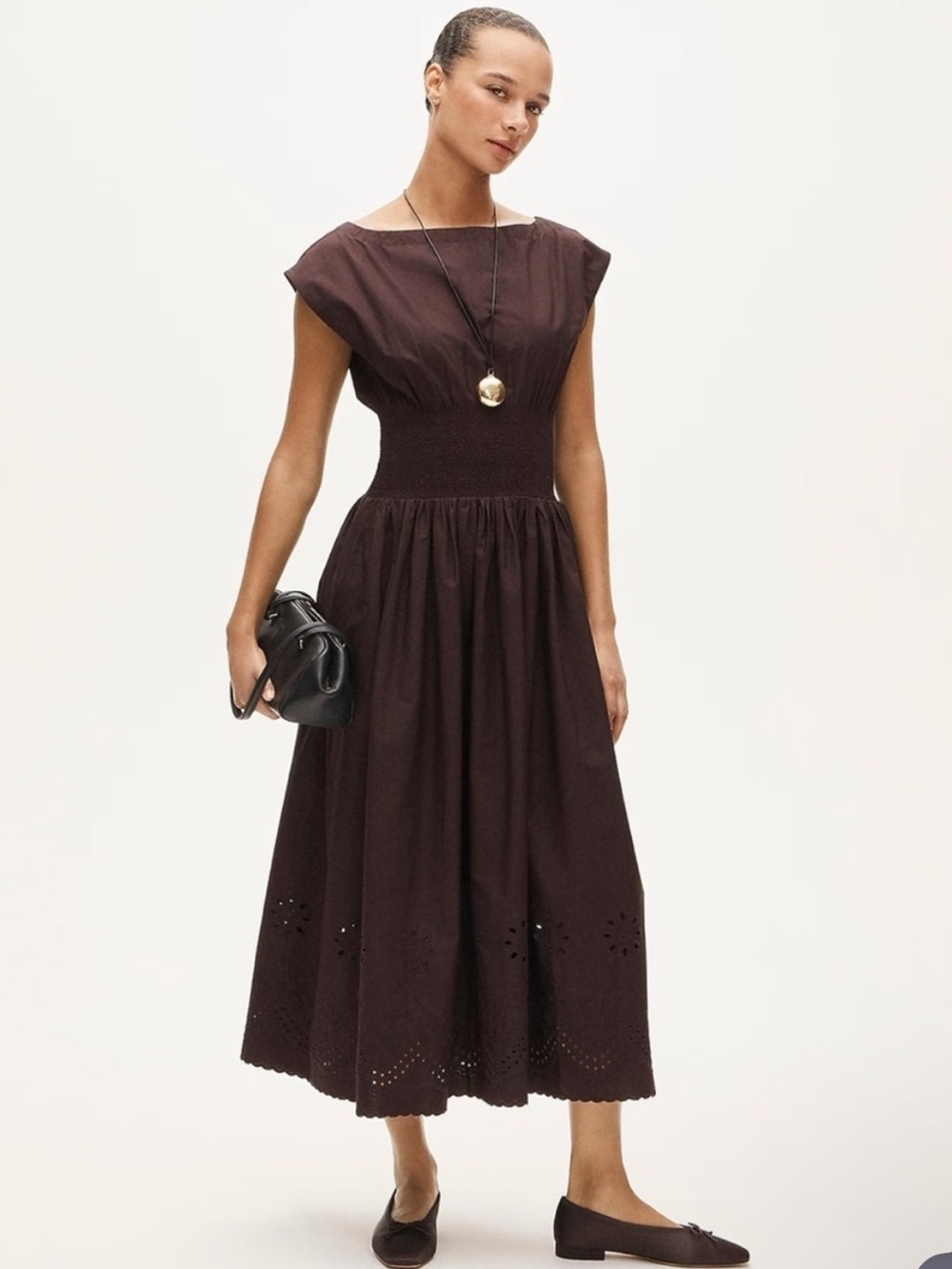 NWOT J Crew Smocked Eyelet Hem Dress in Cotton Poplin